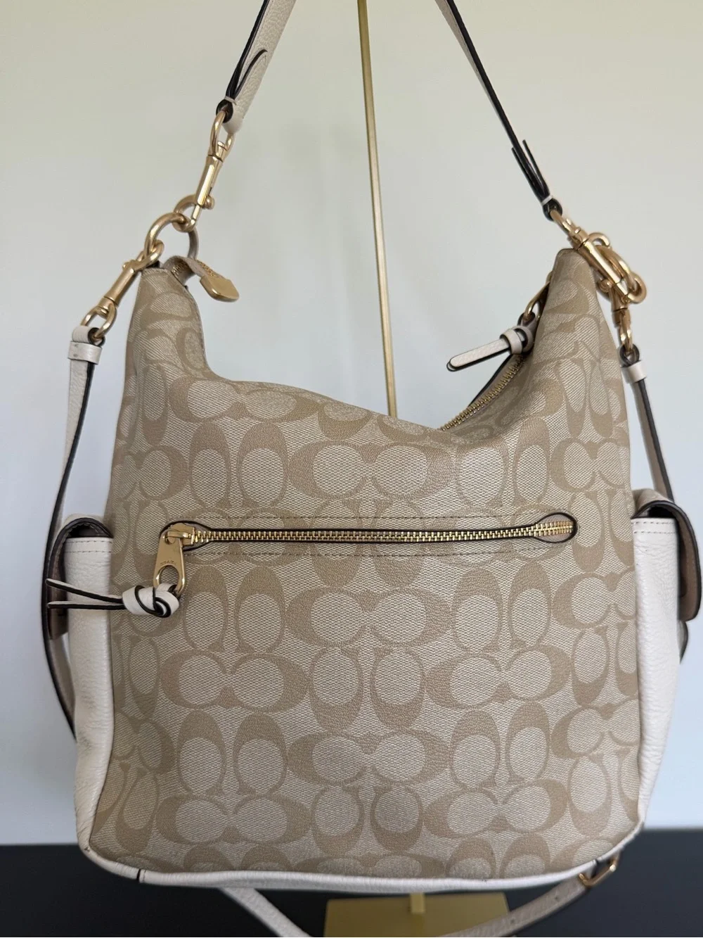 Coach C1523 Signature Jacquard Convertible Hobo Shoulder Crossbody Bag